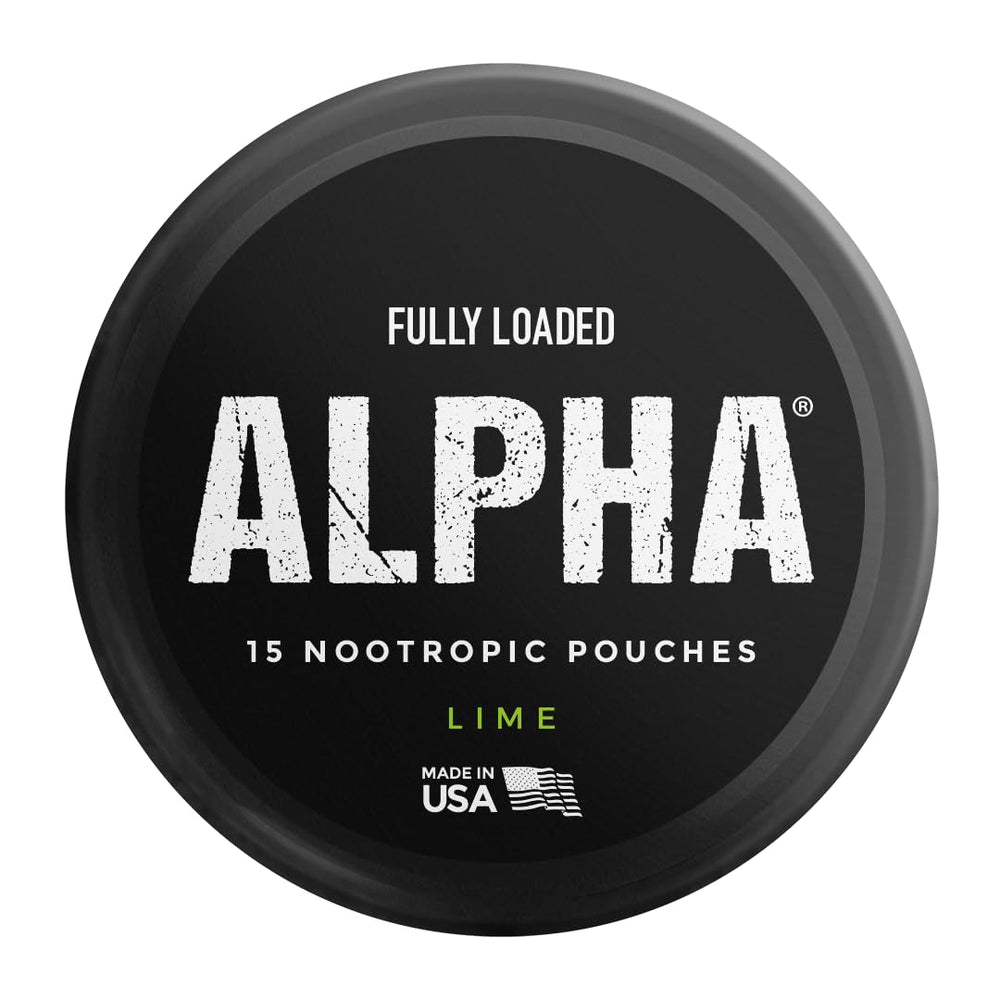 Fully Loaded Bullseye Alpha Nootropic Pouches Lime hand-held, ready for quick discreet usage.