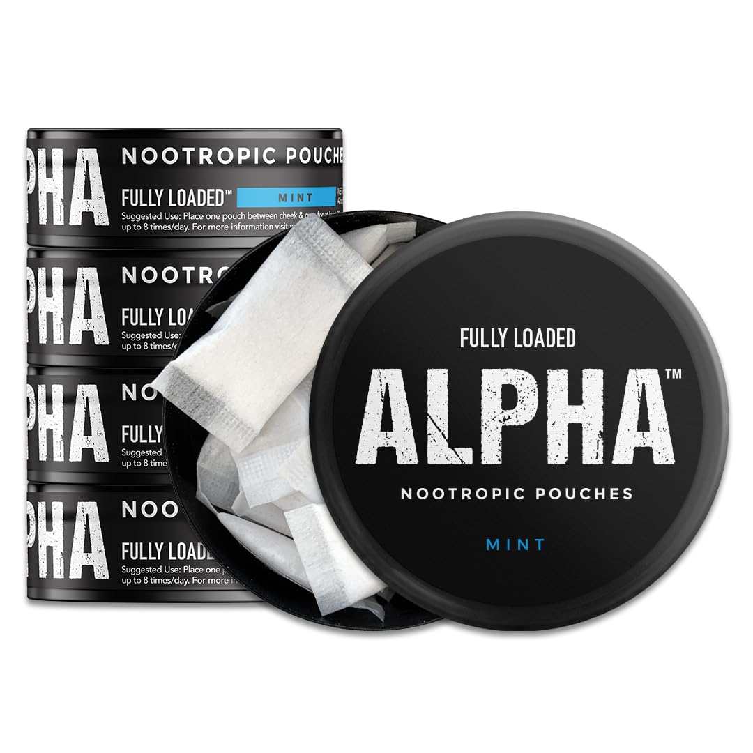 Fully Loaded Bullseye Alpha Nootropic Pouches Mint front view, discreet use