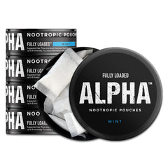 Fully Loaded Bullseye Alpha Nootropic Pouches Mint front view, discreet use
