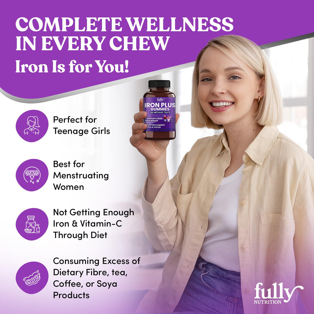 Bottle of Fully Nutrition Iron Gummies on a desk as part of a morning routine