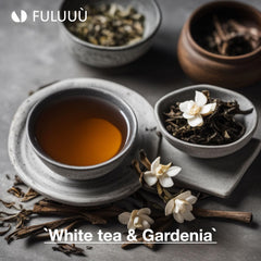 FULUUU Gardenia candle in silver jar shows an elegant design for calm evenings.