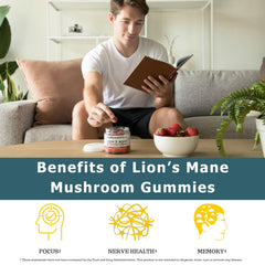 Fundamental Fungi Lions Mane gummies packshot highlighting vegan and organic formula