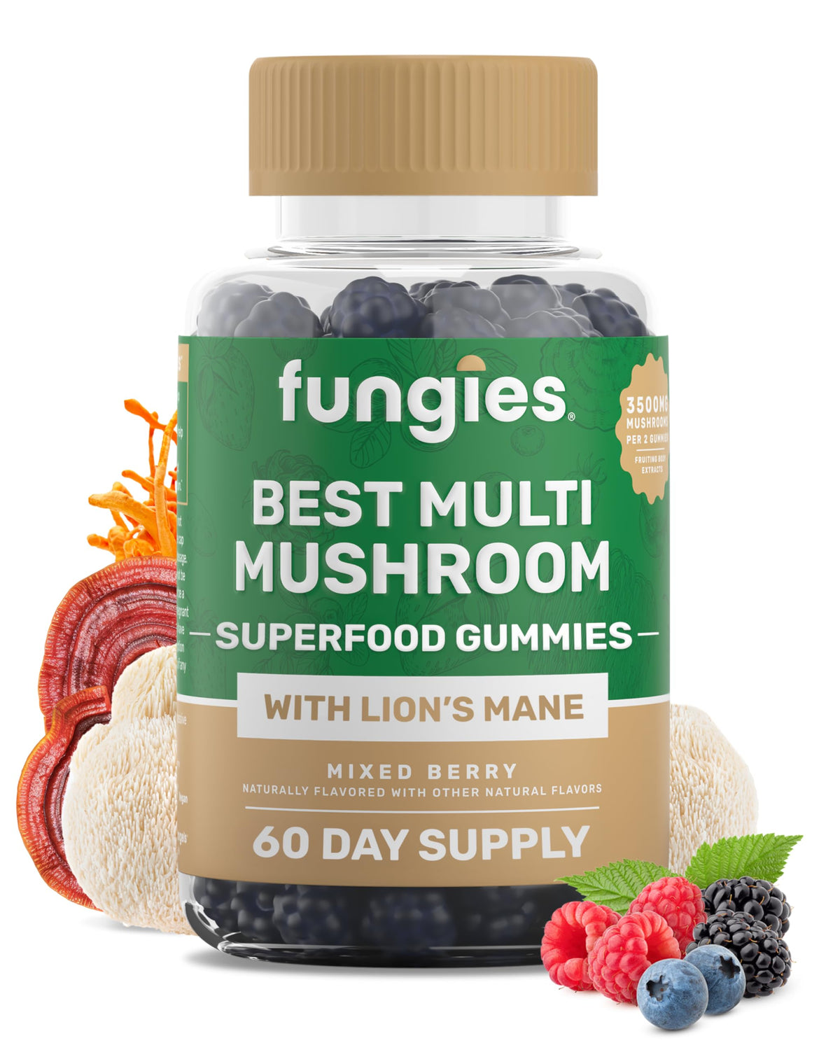 Fungies Multi Mushroom Gummies bottle for daily wellness and flavor.