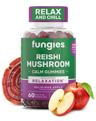 Fungies Reishi gummies bottle with apple flavor supports a calming evening routine.