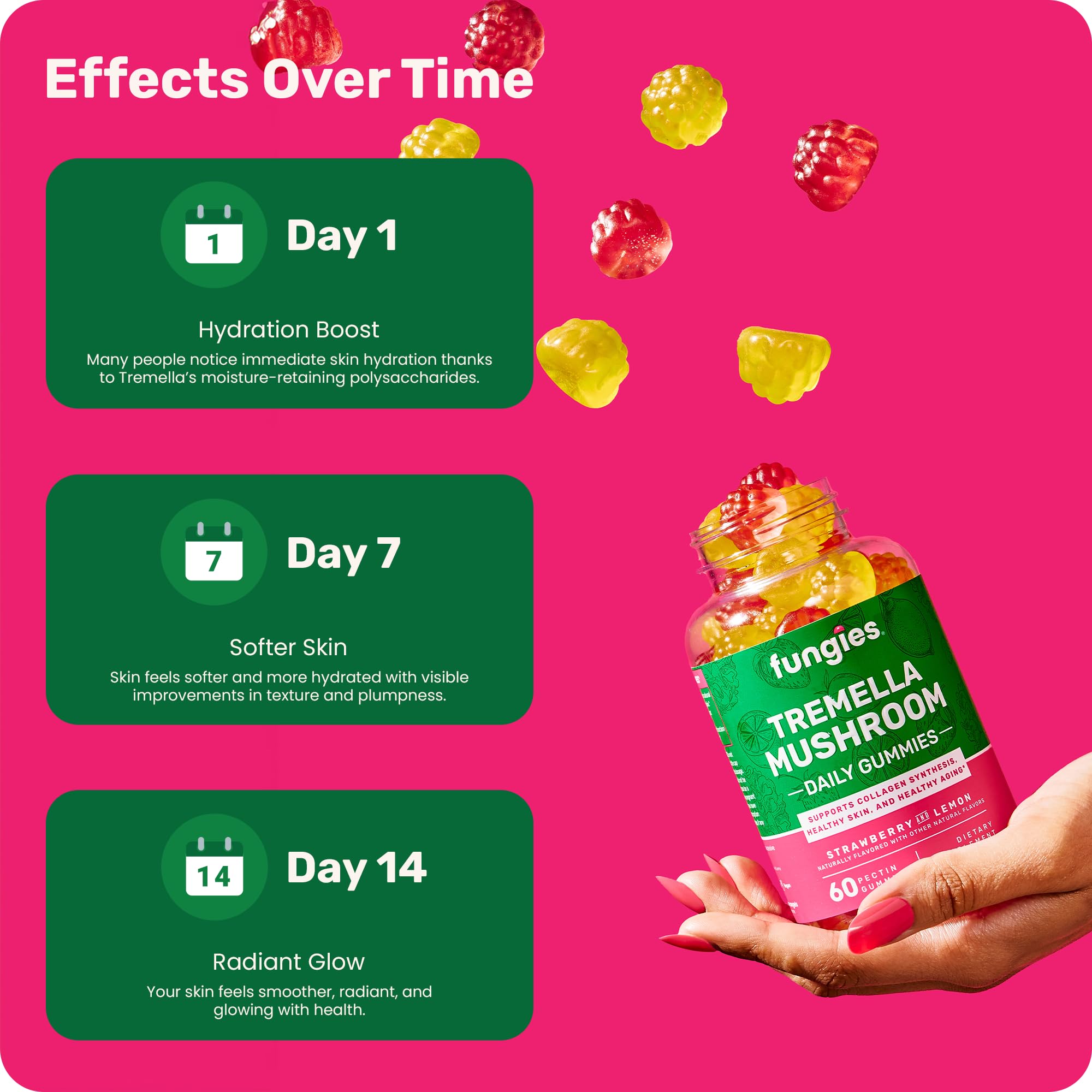 Fungies Tremella Gummies lemon flavor ideal for a bright daytime boost.