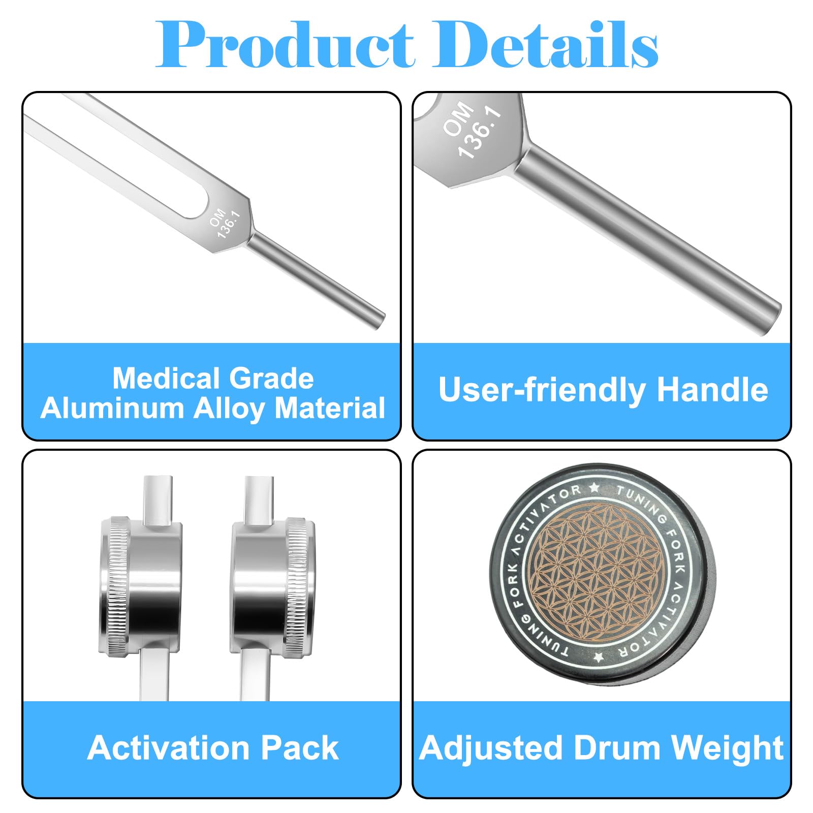 Funnydin 384Hz tuning fork used during yoga for calm energy.