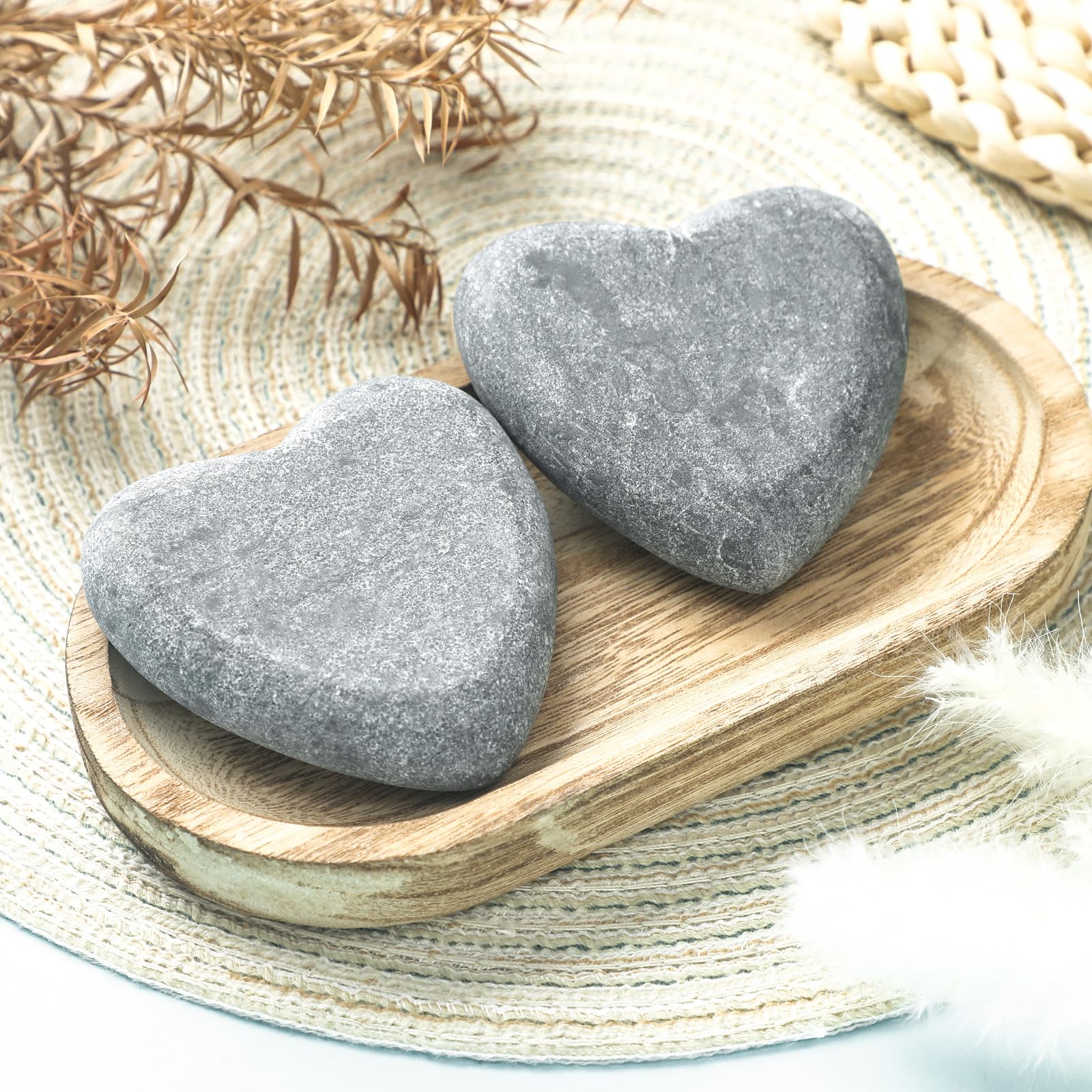 Funnymoom gift-ready heart rock duo, perfect for memorial keepsakes.