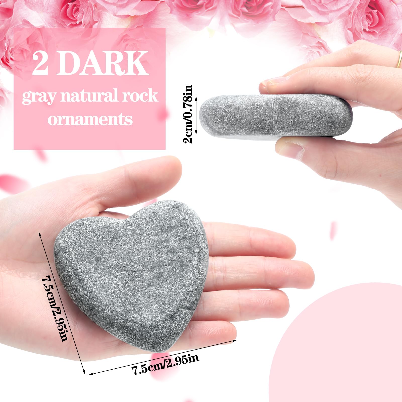 Funnymoom grey marble heart stone decor adds serene elegance to any room.