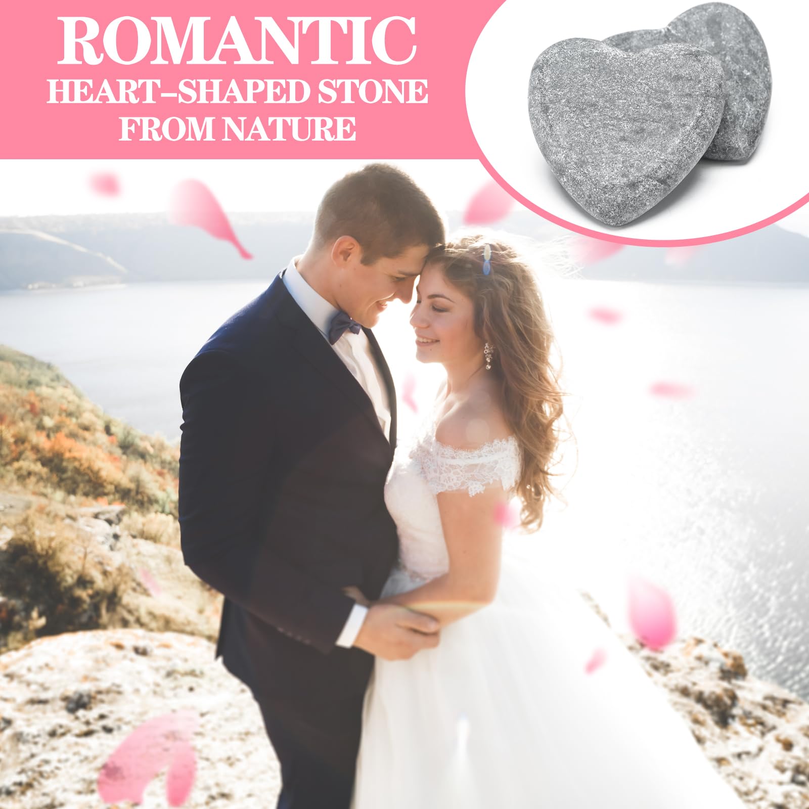 Funnymoom heart rock centerpiece suitable for wedding reception tables.
