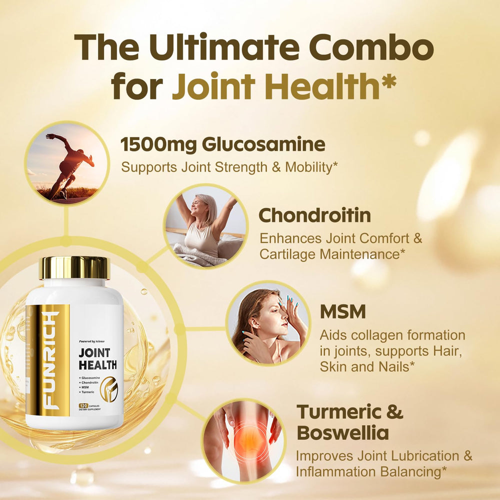 FUNRICH turmeric boswellia joint support capsules highlight anti-inflammatory potential.