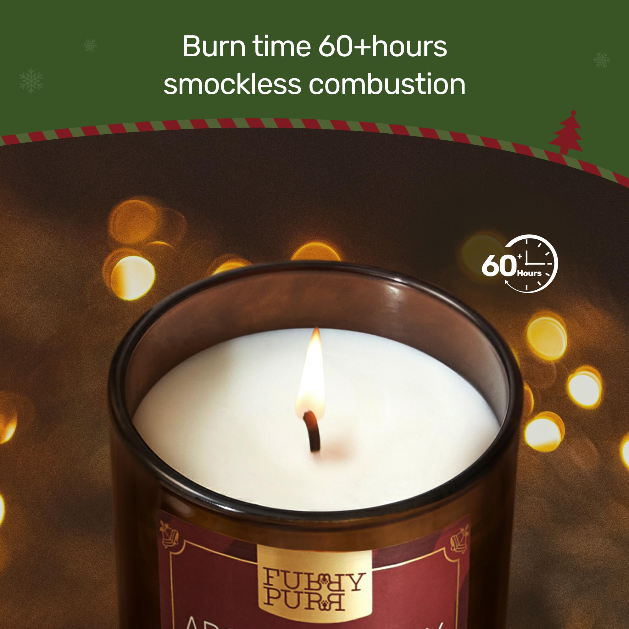 FURRYPURR candle lit in a cozy living space for relaxation.