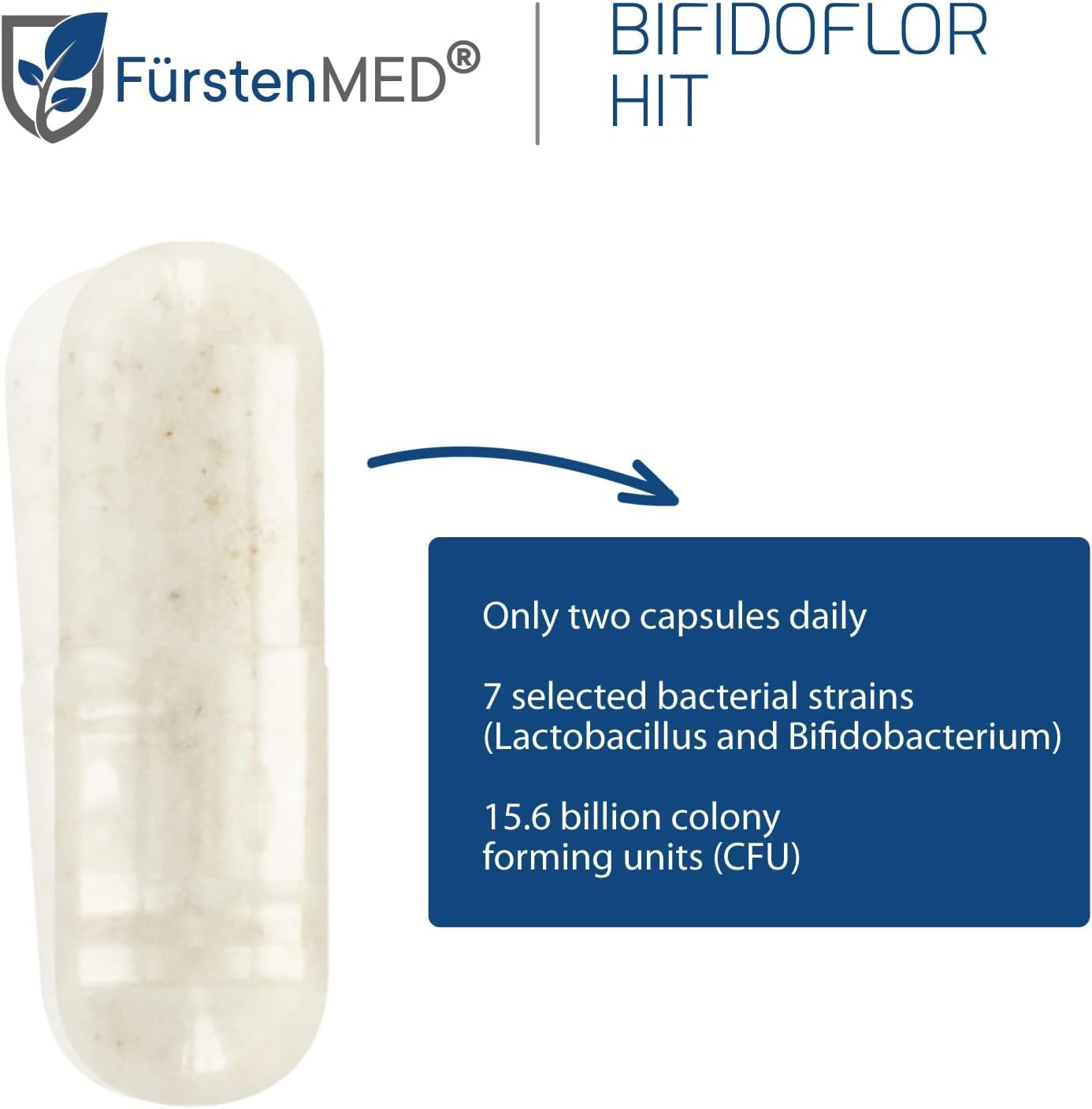 FürstenMED Bifidoflor HIT vegan capsules ideal for sensitive, everyday digestion.