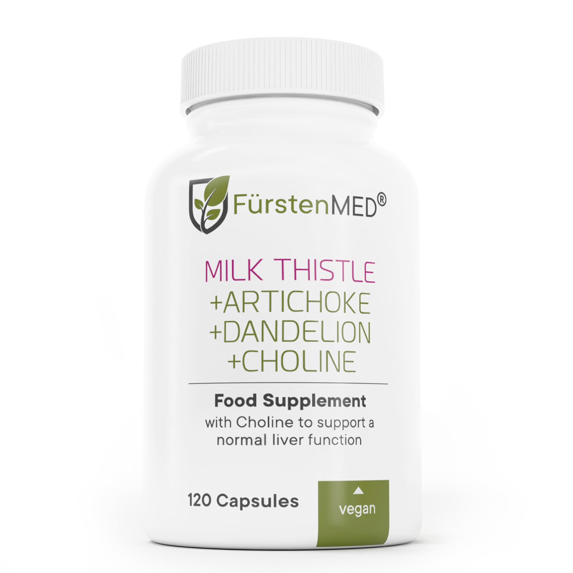 FürstenMED milk thistle bottle front view highlights high potency for liver support