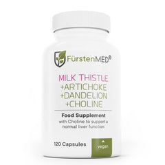 FürstenMED milk thistle bottle front view highlights high potency for liver support