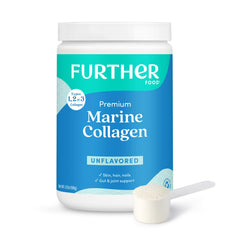 Further Food marine collagen powder bottle for daily skin and joint support.