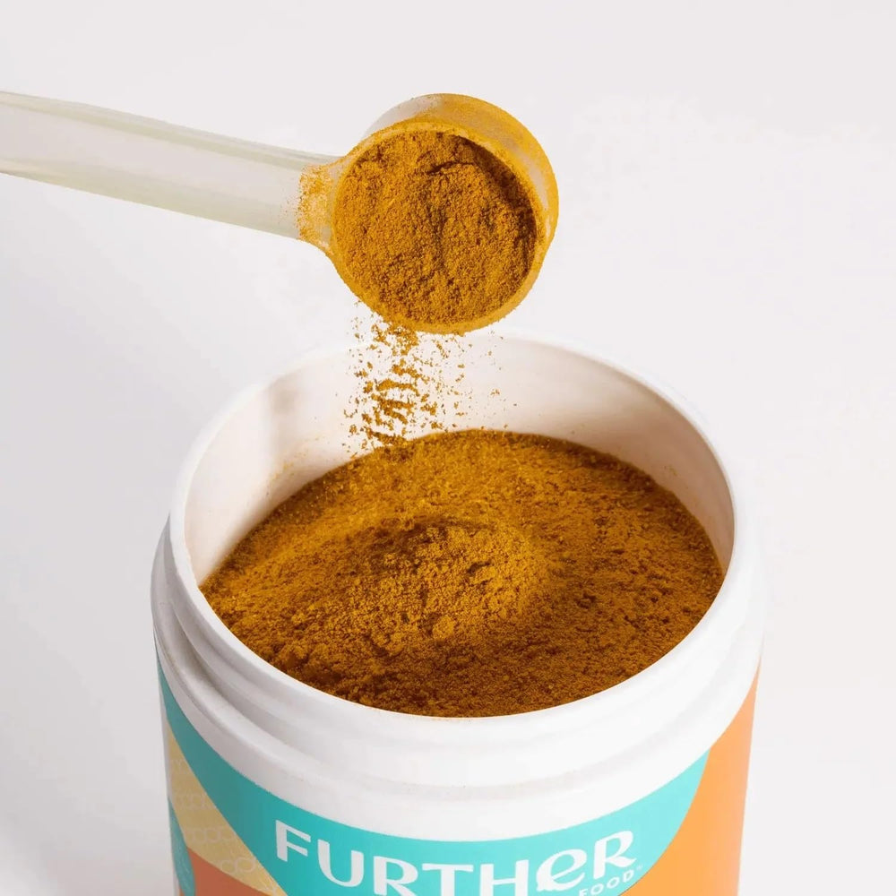 Further Food Turmeric Root Powder fits daily routines in a compact 2.12 oz jar.