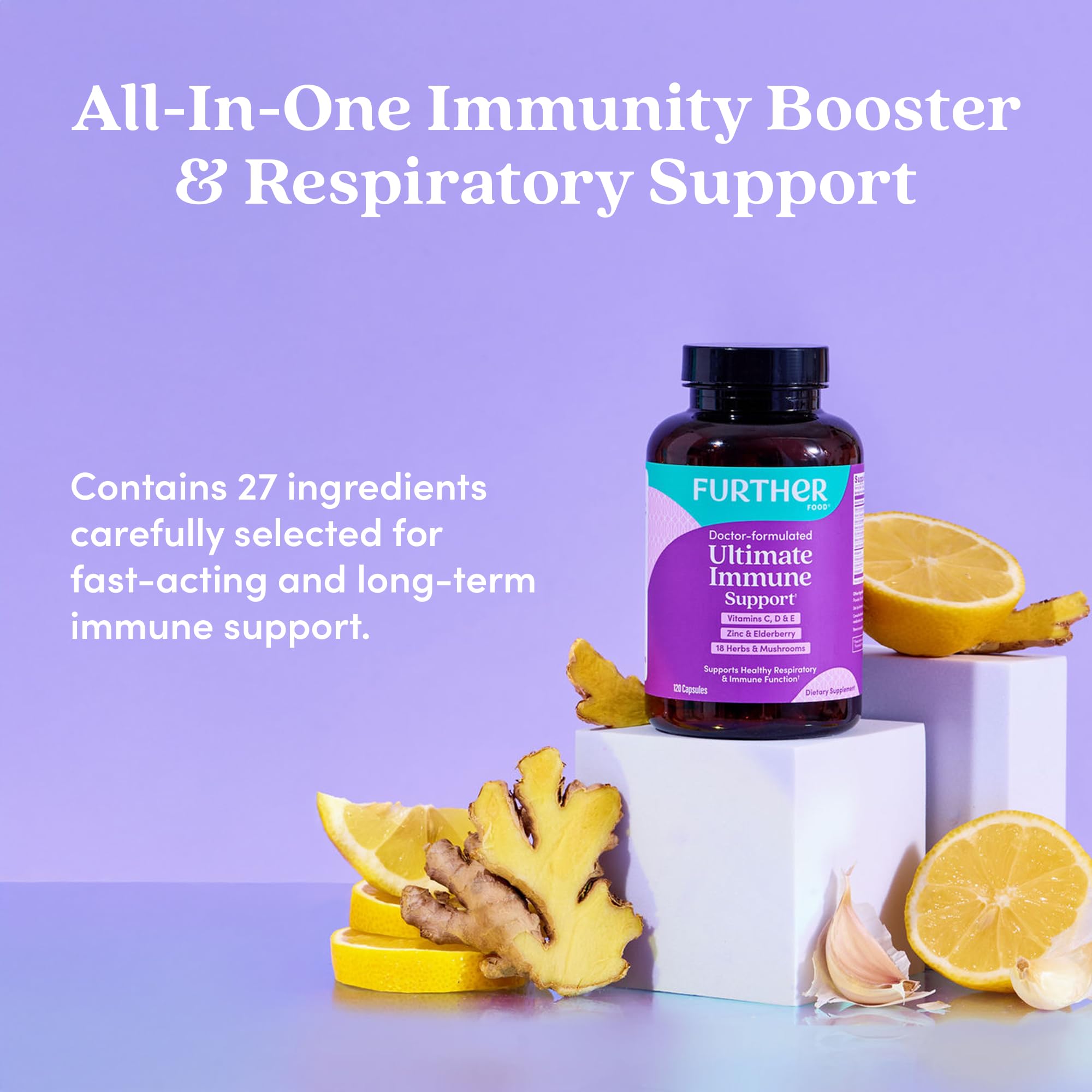 Label detail of Further Food Ultimate Immune Support highlighting vitamins