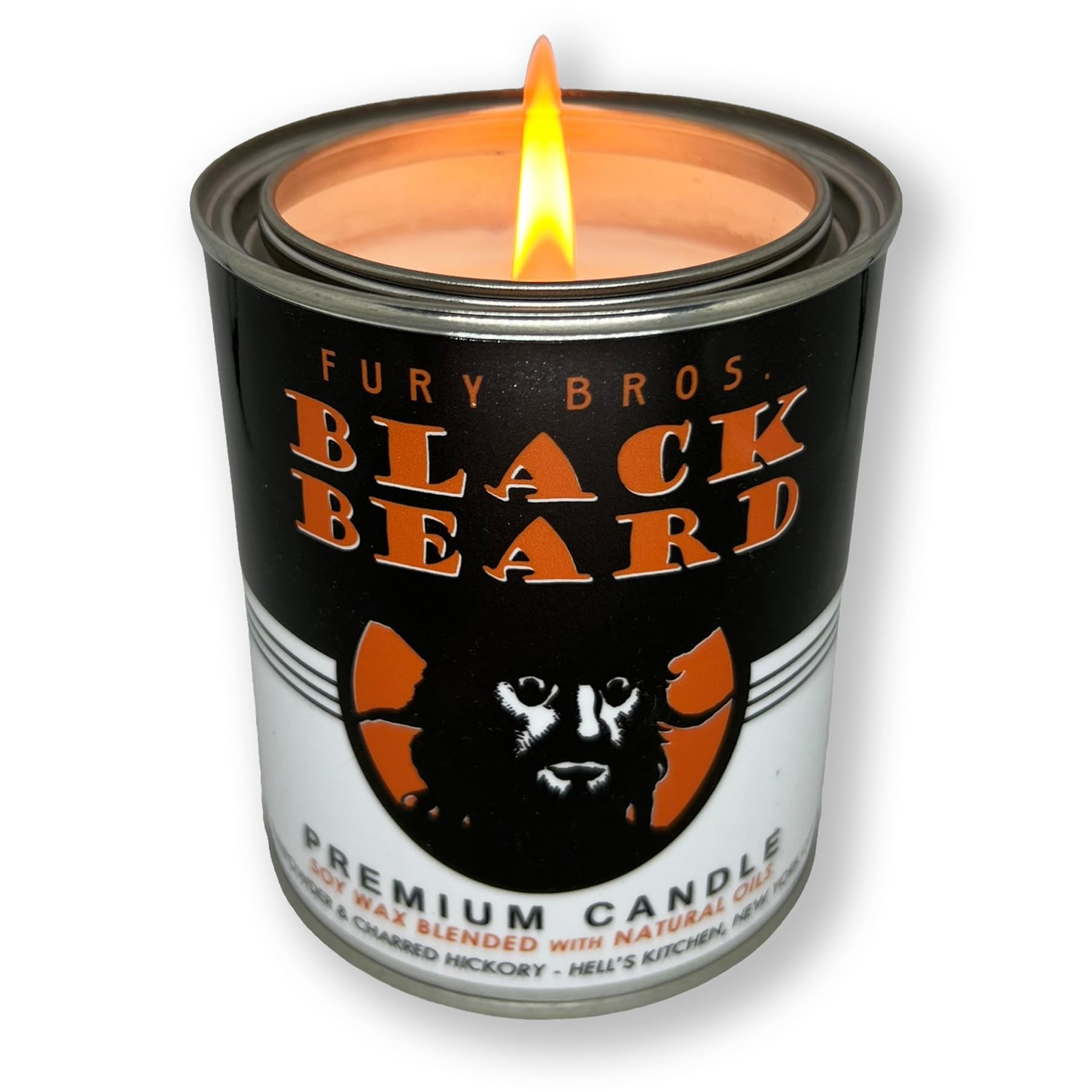 FURY BROS. Black Beard candle tin for masculine ambiance in the man cave.