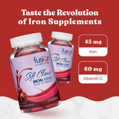 Fusion Lifestyle cherry iron chews individually wrapped for on-the-go use