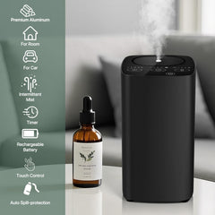 FUSMLI diffuser with rechargeable battery enables cordless aromatherapy.