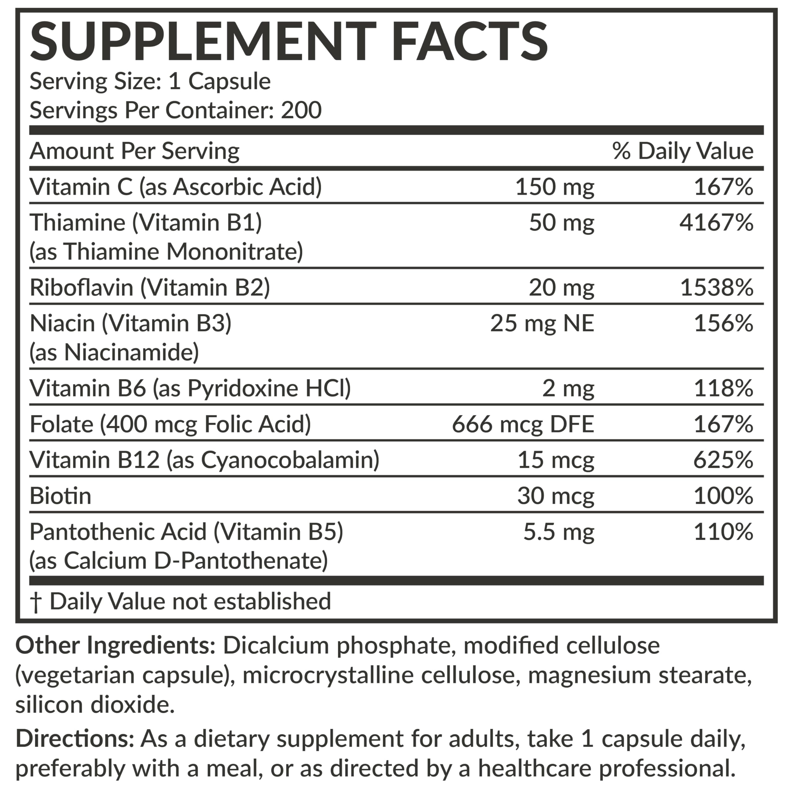 Futurebiotics Vitamin B Complex date code on pack highlights freshness and traceability.