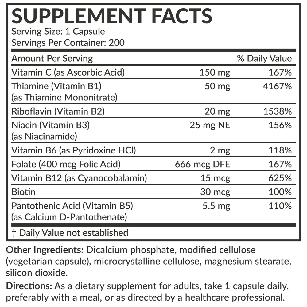 Futurebiotics Vitamin B Complex date code on pack highlights freshness and traceability.