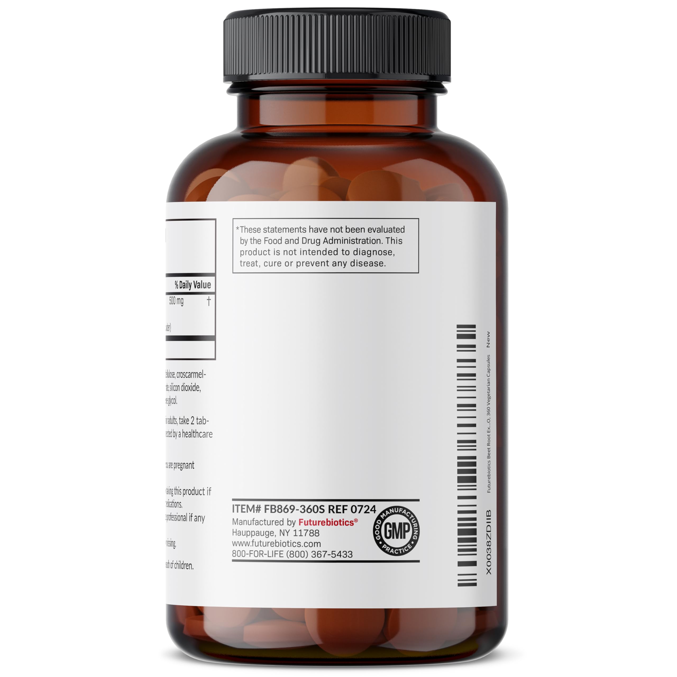 Futurebiotics Beet Root Extra Strength facts panel highlights gluten- and soy-free ingredients.