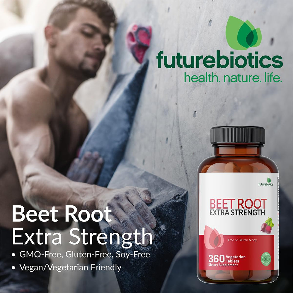 Close-up label on beet root tablets highlights quality and GMO-free ingredients.