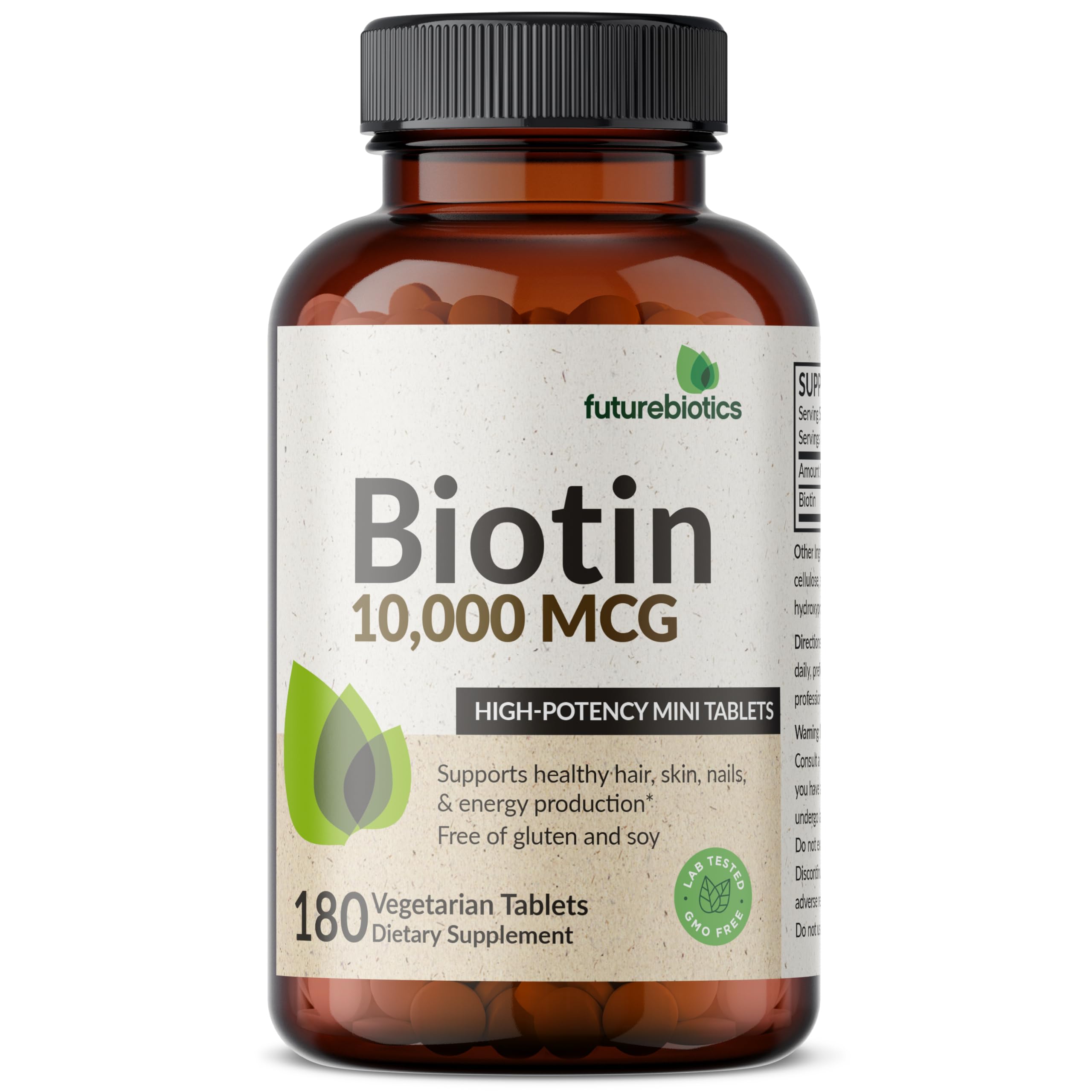Gluten and soy free badge visible on bottle.