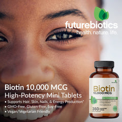 Futurebiotics Biotin non GMO label highlights product purity and quality.