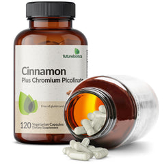 Ingredients panel on Futurebiotics Cinnamon Plus Chromium bottle highlighting high-quality sourcing.