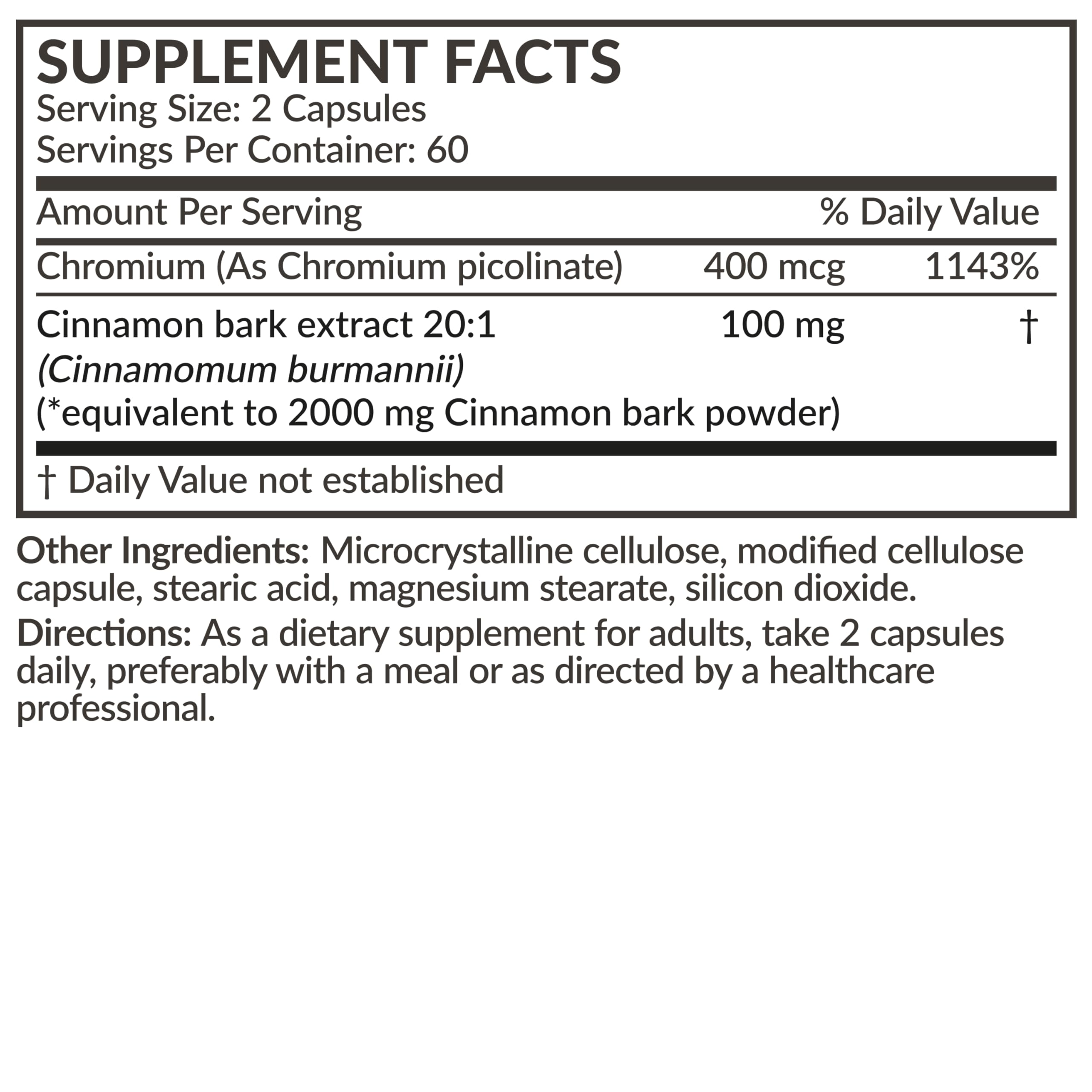 Vegan-friendly icon on Futurebiotics Cinnamon Plus Chromium packaging.