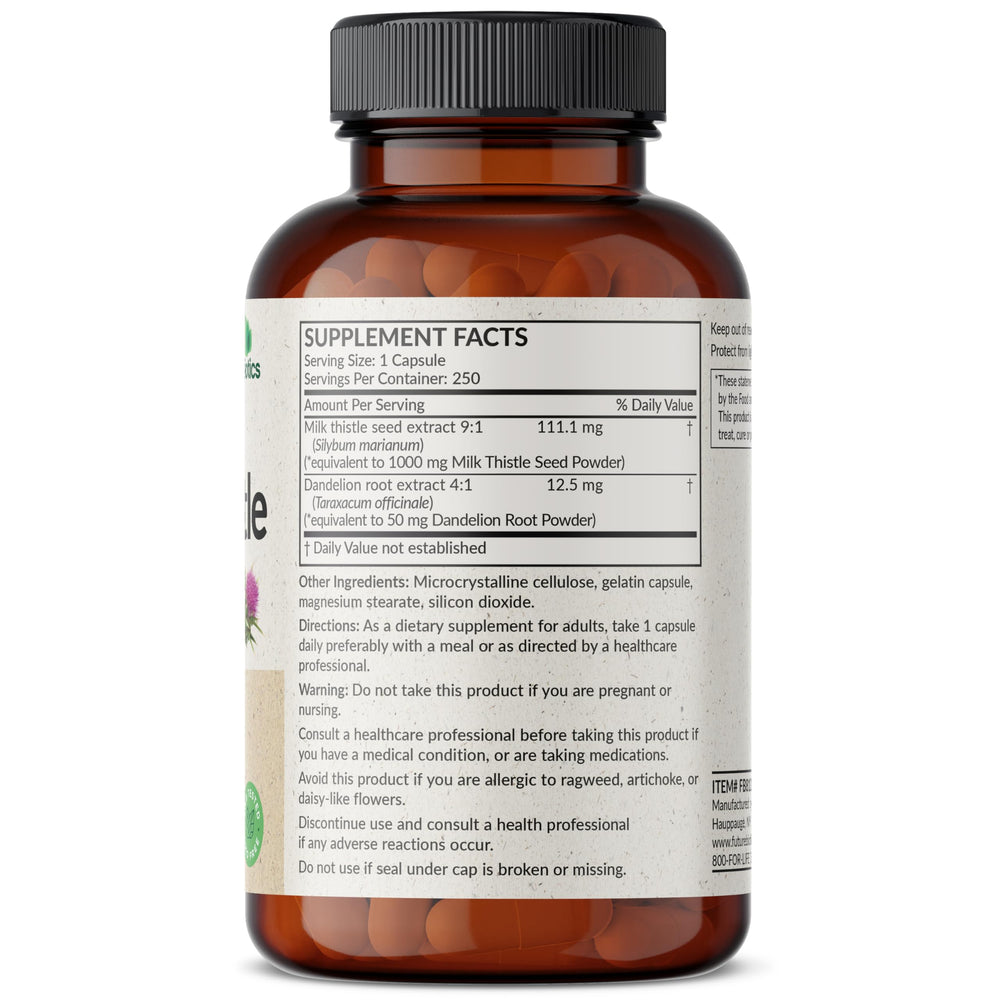 Futurebiotics Dandelion Extract capsules displayed for detox and water balance.