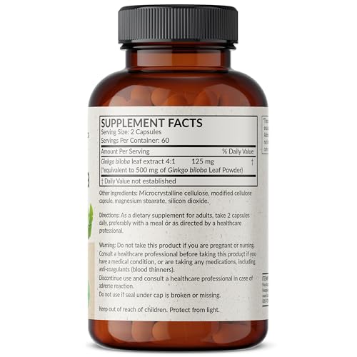 Futurebiotics Ginkgo leaf extract label highlights high quality ingredients