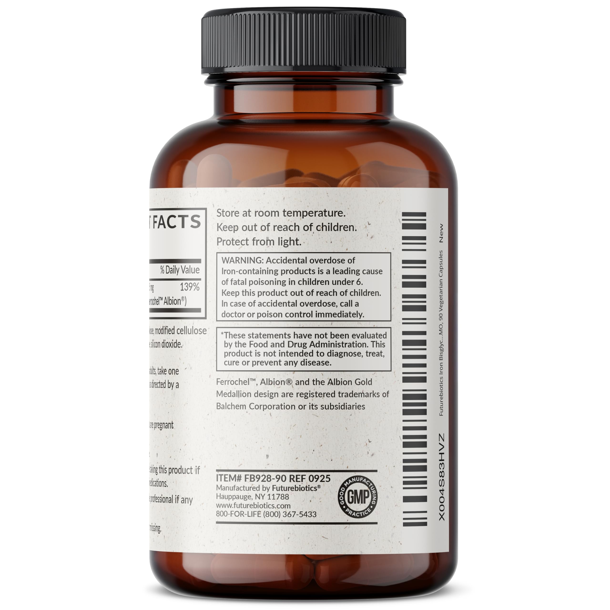 Futurebiotics Iron Bisglycinate bottle in a kitchen setting for daily routine