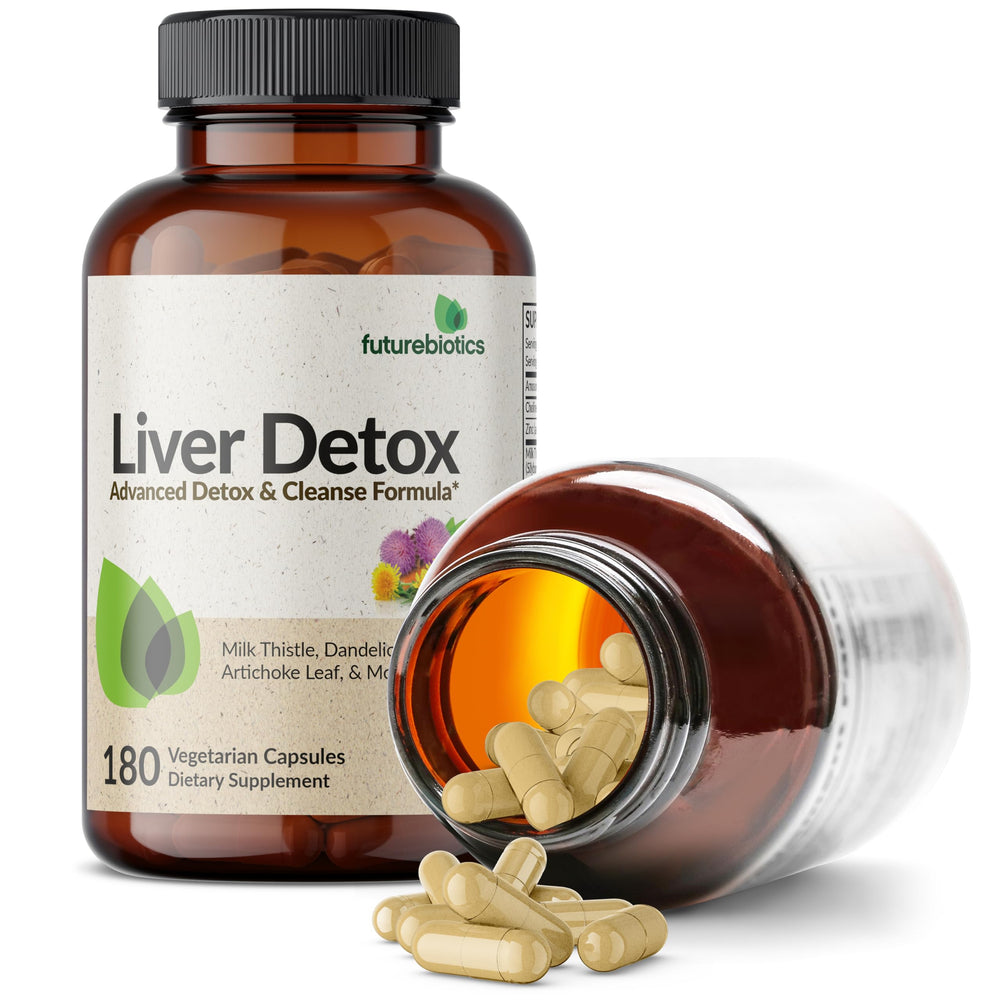 Futurebiotics Liver Detox box front showcases vegan-friendly packaging.
