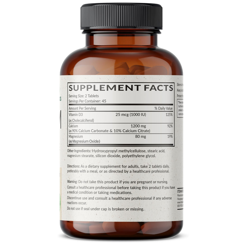 Futurebiotics sustained-release calcium bottle view highlighting long-lasting daily calcium support.