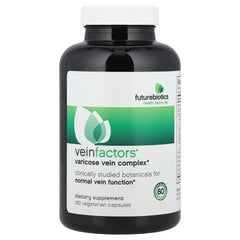 Futurebiotics VeinFactors bottle and label, signaling daily vein support.