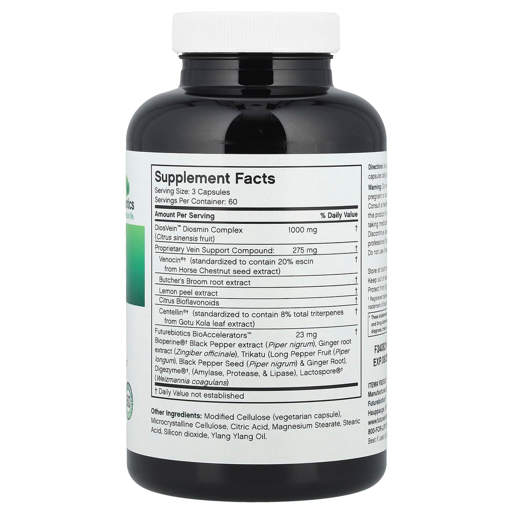 Futurebiotics VeinFactors capsules close-up, ready for daily use.