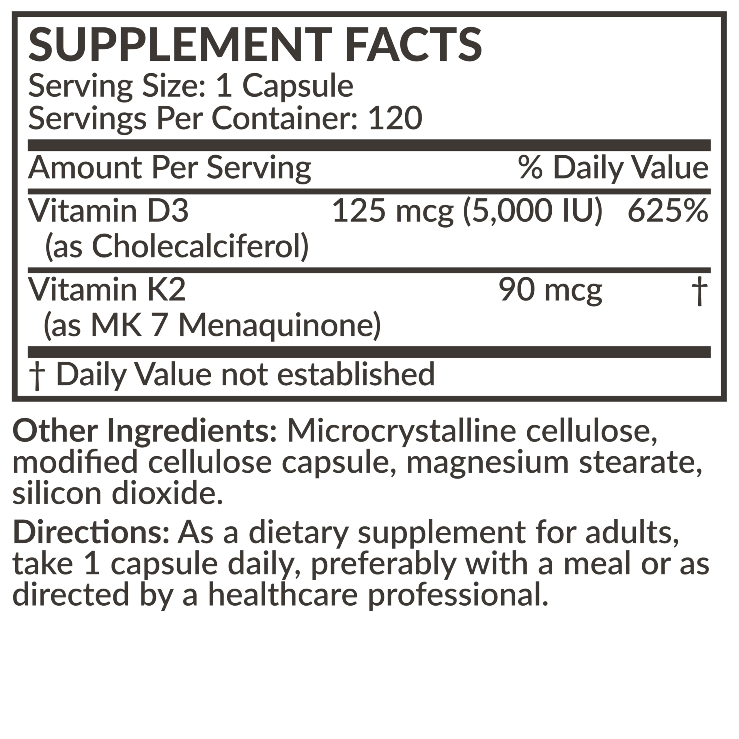 Futurebiotics Vitamin K2 D3 information-card demonstrates supported daily routines