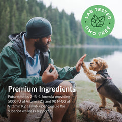 Futurebiotics Vitamin K2 D3 ingredients-and-label highlights GMO-free and gluten-free formulation