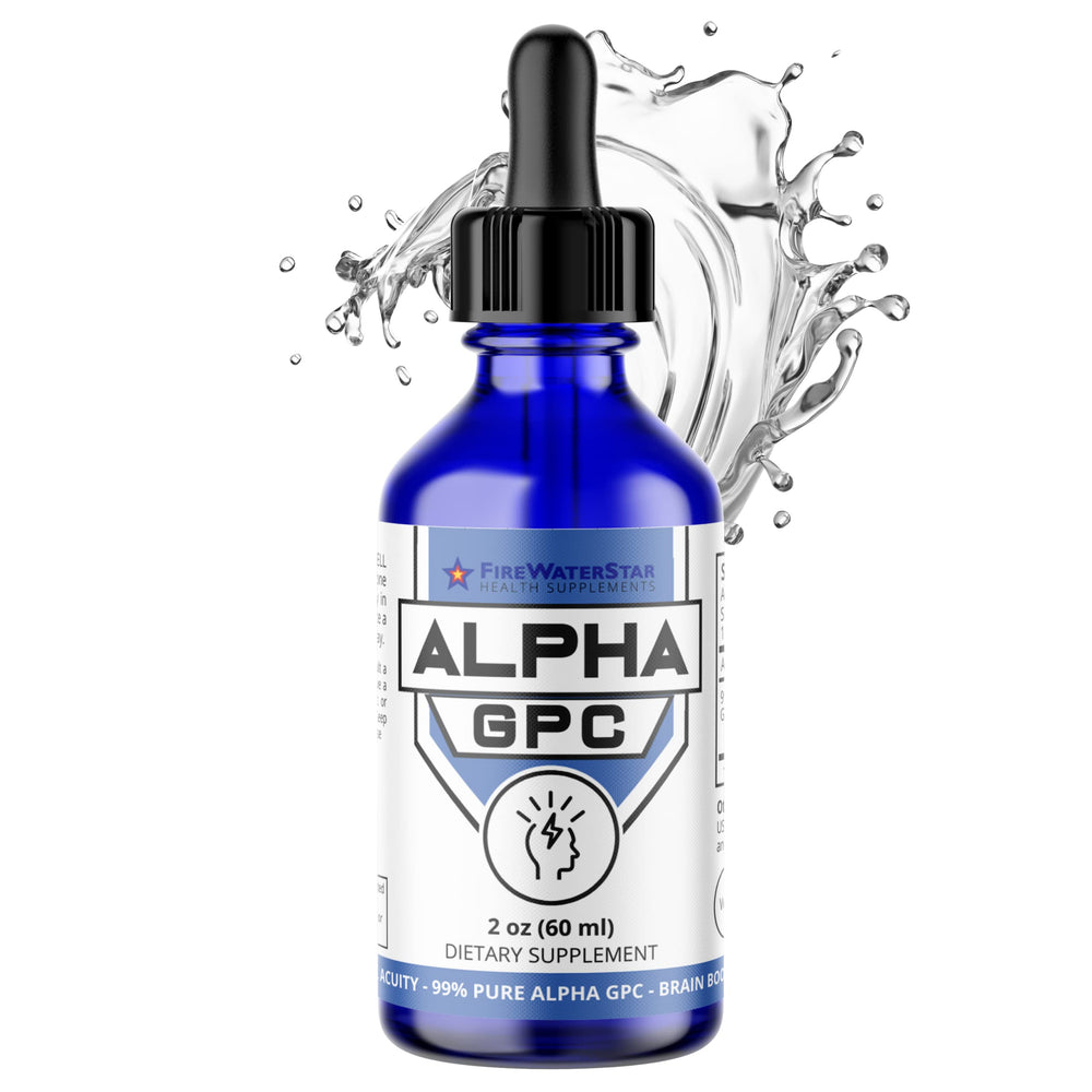 FWS Alpha GPC bottle front with clear label for easy dosing