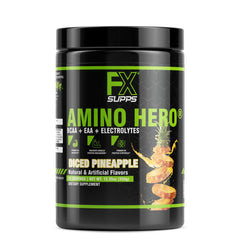 FXSUPPS Amino Hero pineapple powder ready to mix after workouts.