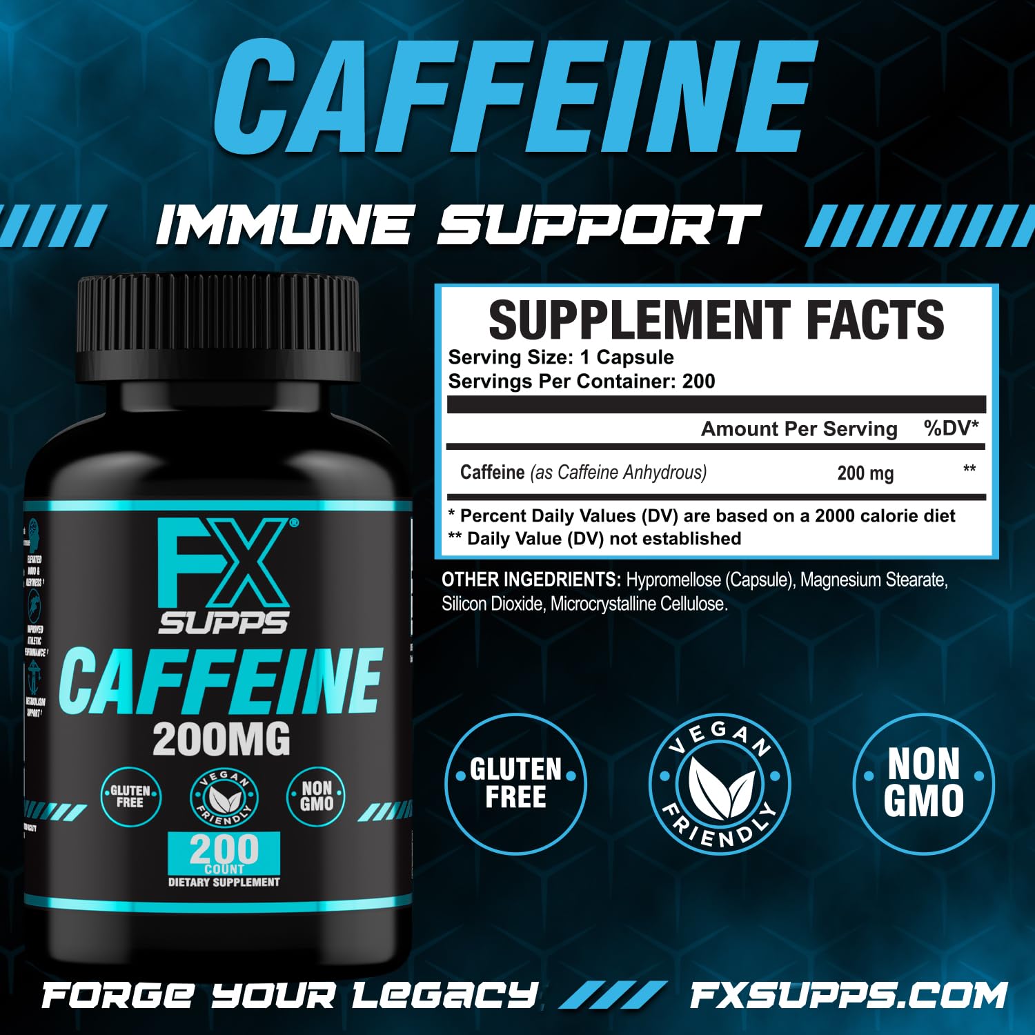FXSUPPS packaging on desk beside study materials.