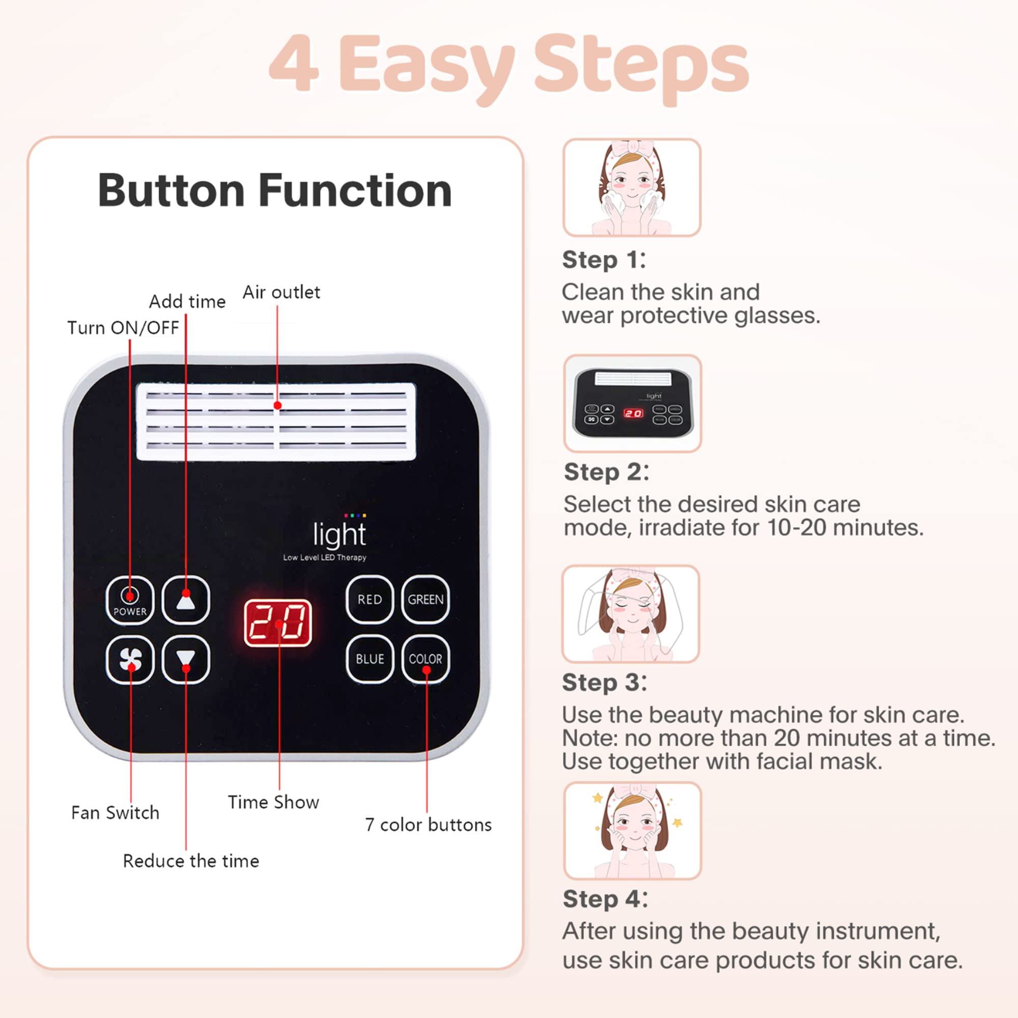 FXXXCUWUU LED device detachable design supports portable use and easy cleaning.