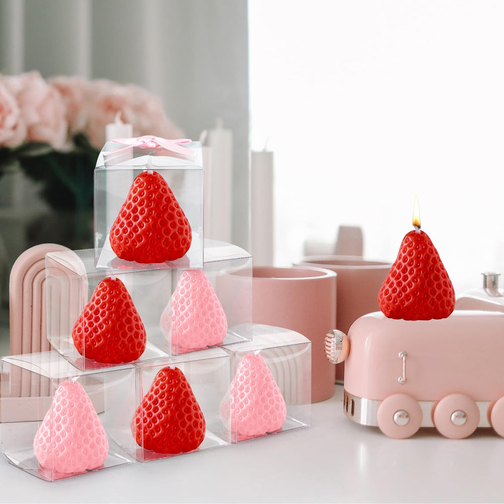 FYSUIMU individually wrapped strawberry candles for favors and keepsakes.