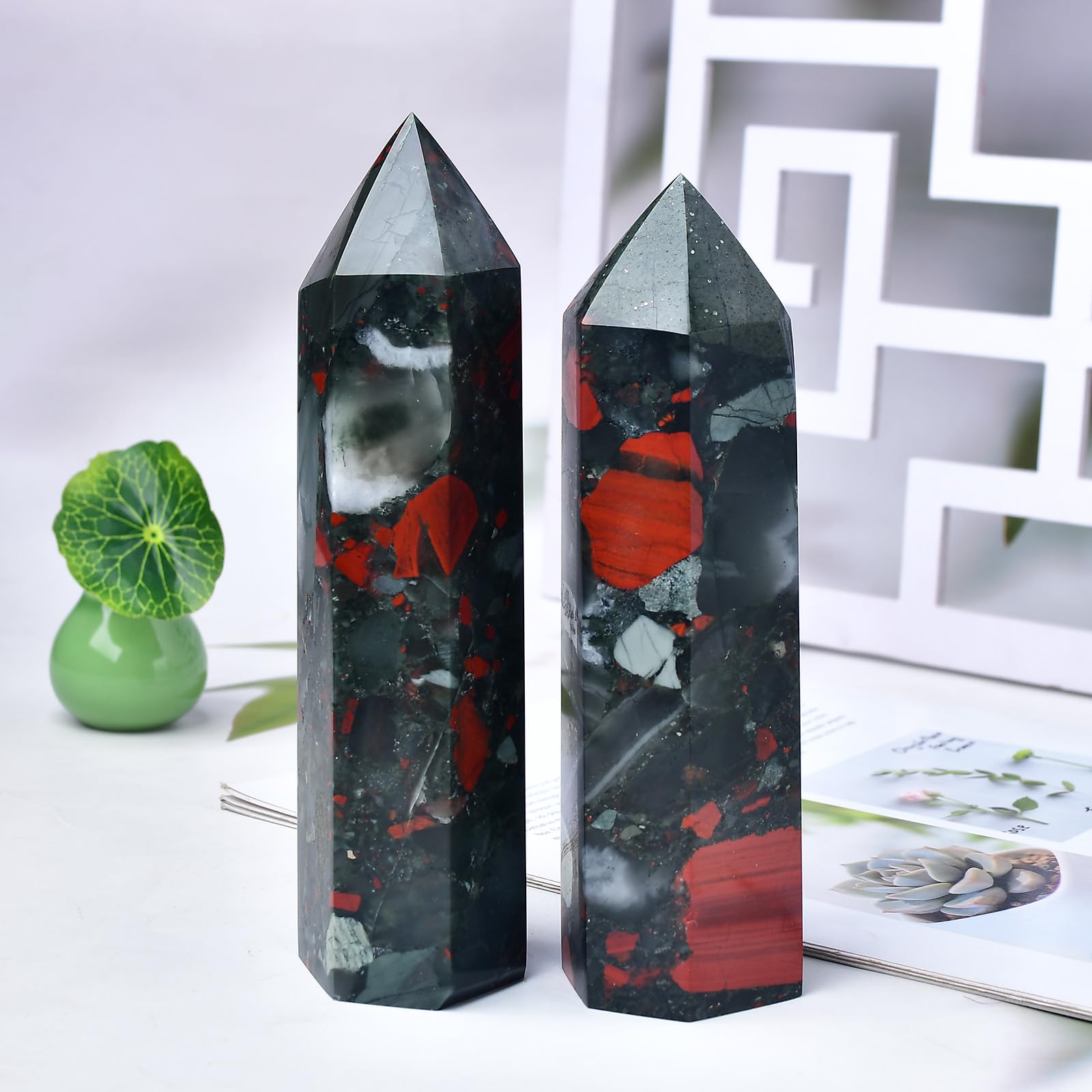 FZBHRO Bloodstone with hematite specks showcases natural uniqueness and visual interest
