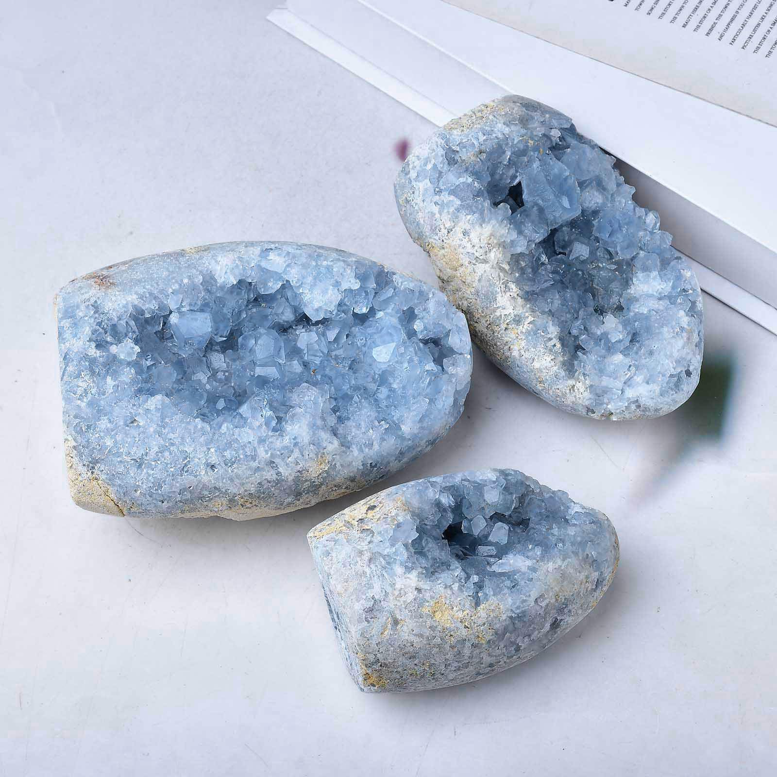 FZBHRO celestite geode gift idea for crystal beginners and collectors.