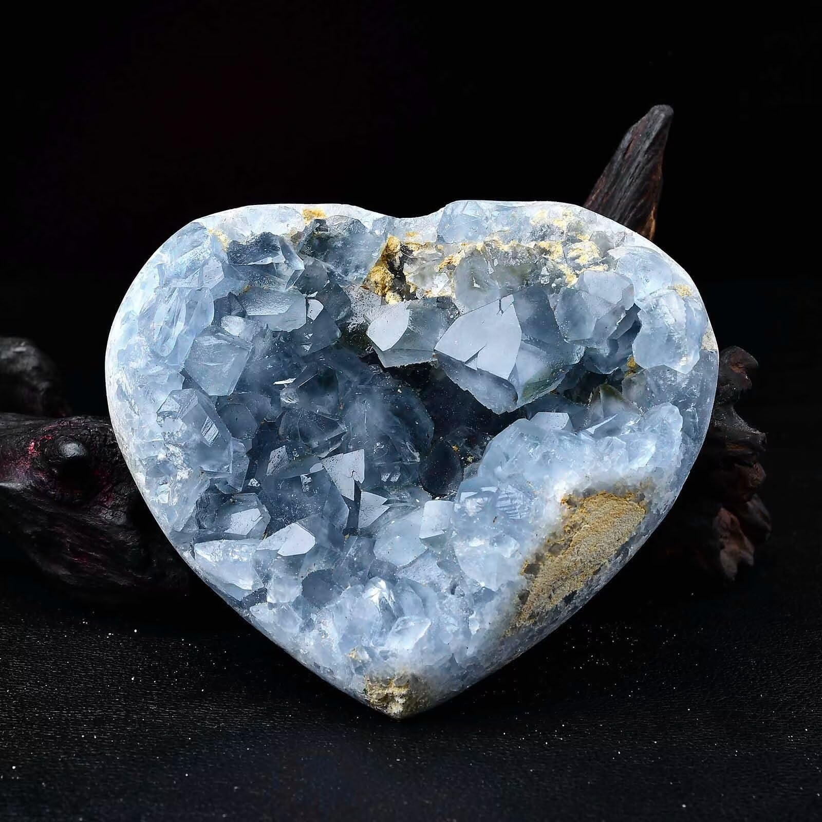 FZBHRO blue celestite geode heart angled shot for mindful spaces