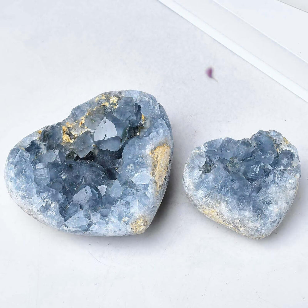 FZBHRO blue celestite geode heart on desk creates ambient decor